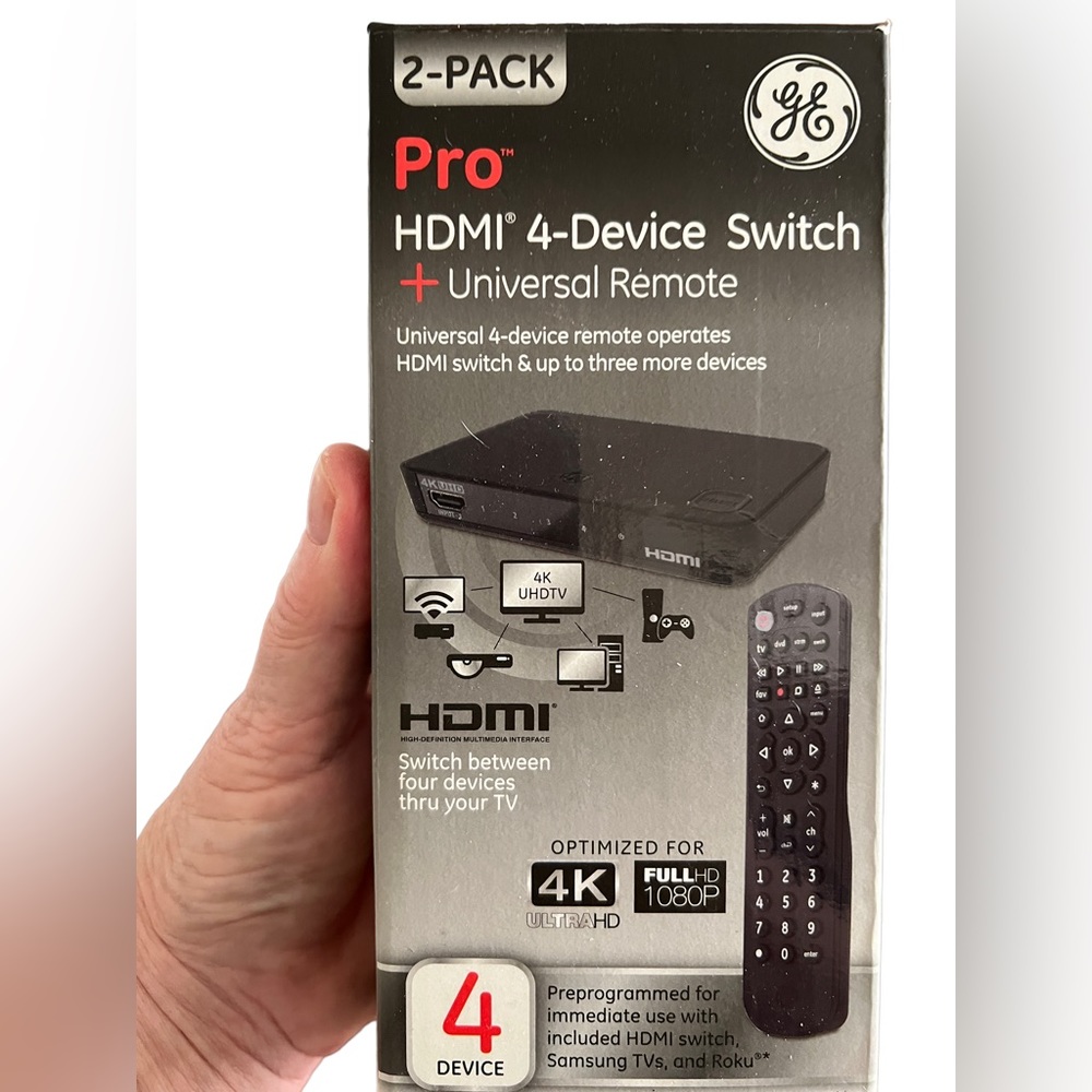 UNIVERSAL 4-DEVICE REMOTE OPERATES HDMI SWITCH AND UP TO 3 MORE DEVICES